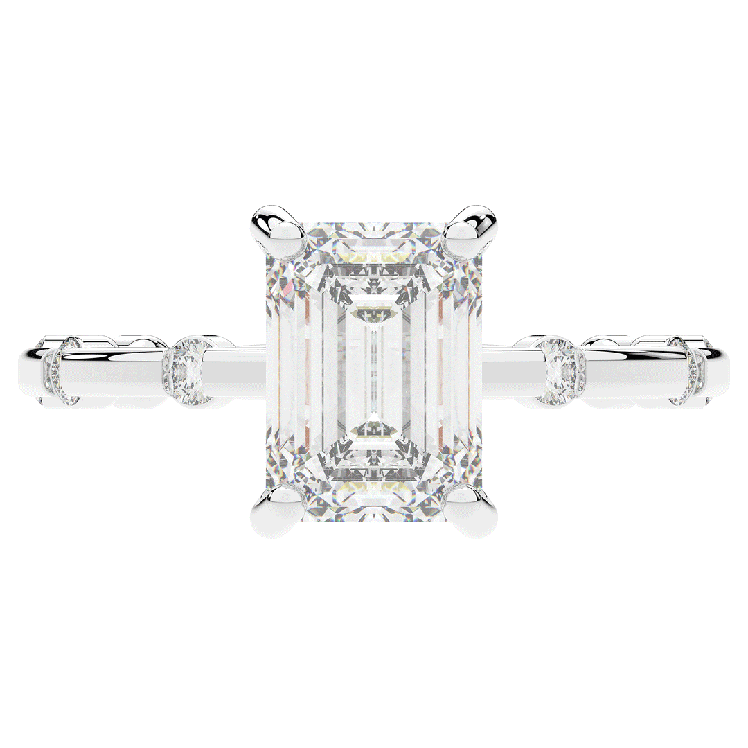 2.60CT.TW RADIANT LAB DIAMOND UNDERHALO SOLITAIRE ENGAGEMENT RING - Nazarelle