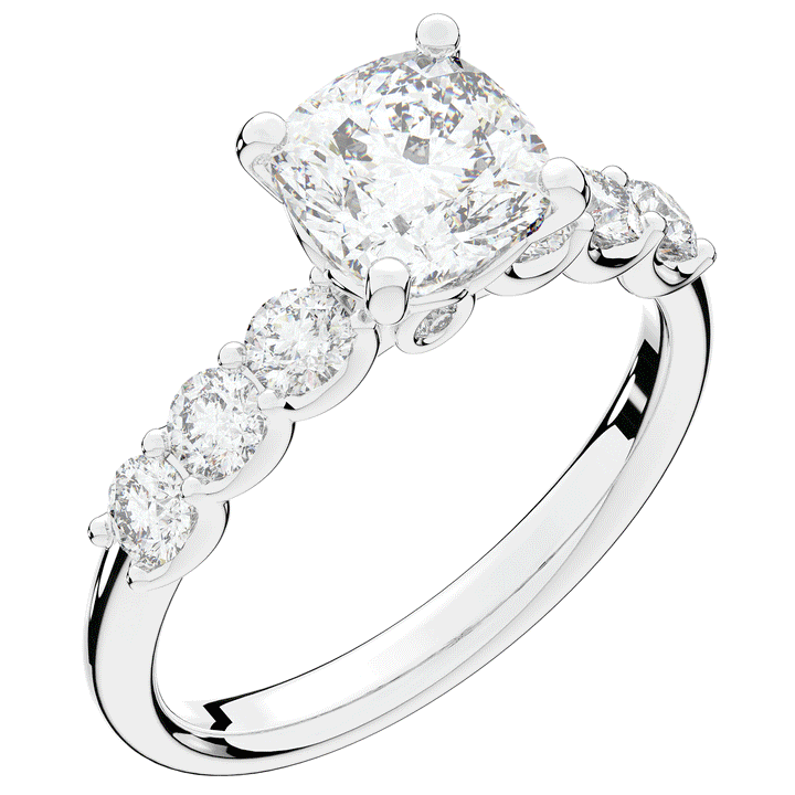 2.60CT.TW CUSHION LAB DIAMOND SOLITAIRE ENGAGEMENT RING - Nazarelle