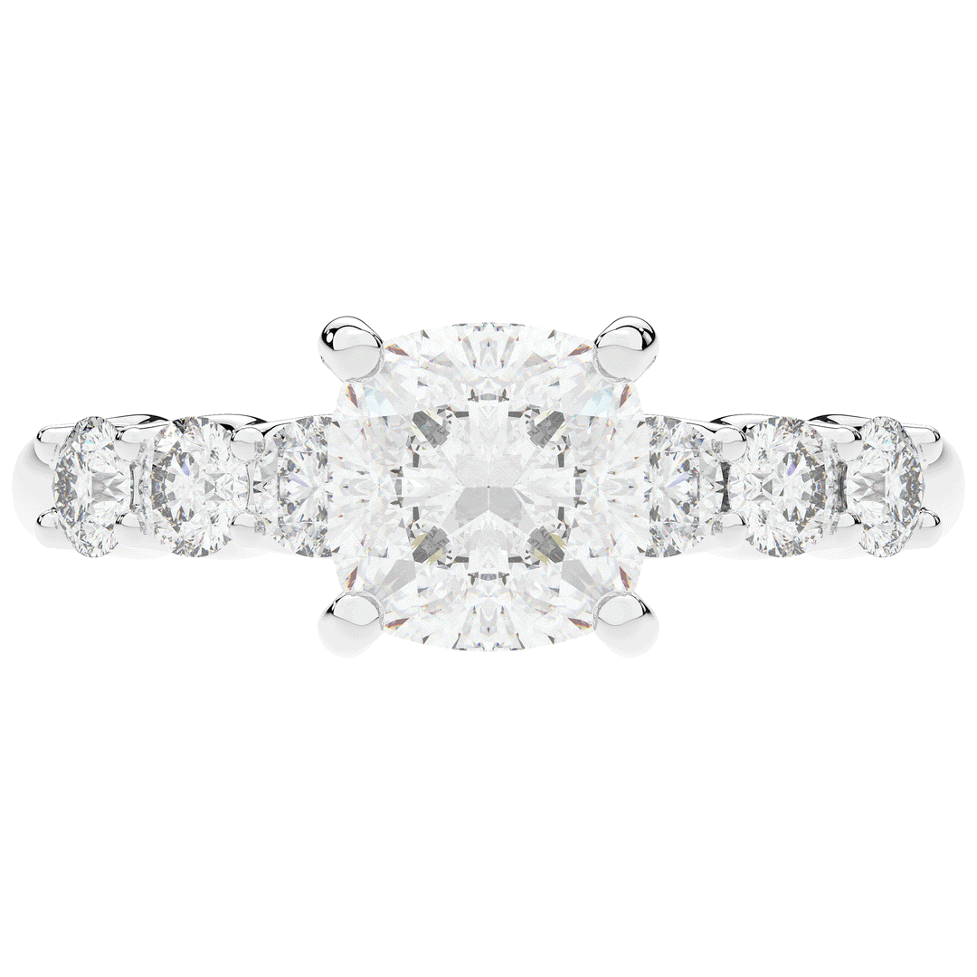 2.60CT.TW CUSHION LAB DIAMOND SOLITAIRE ENGAGEMENT RING - Nazarelle