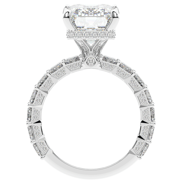 11.90CT.TW EMERALD CUT LAB DIAMOND SOLITAIRE ENGAGEMENT RING - Nazarelle