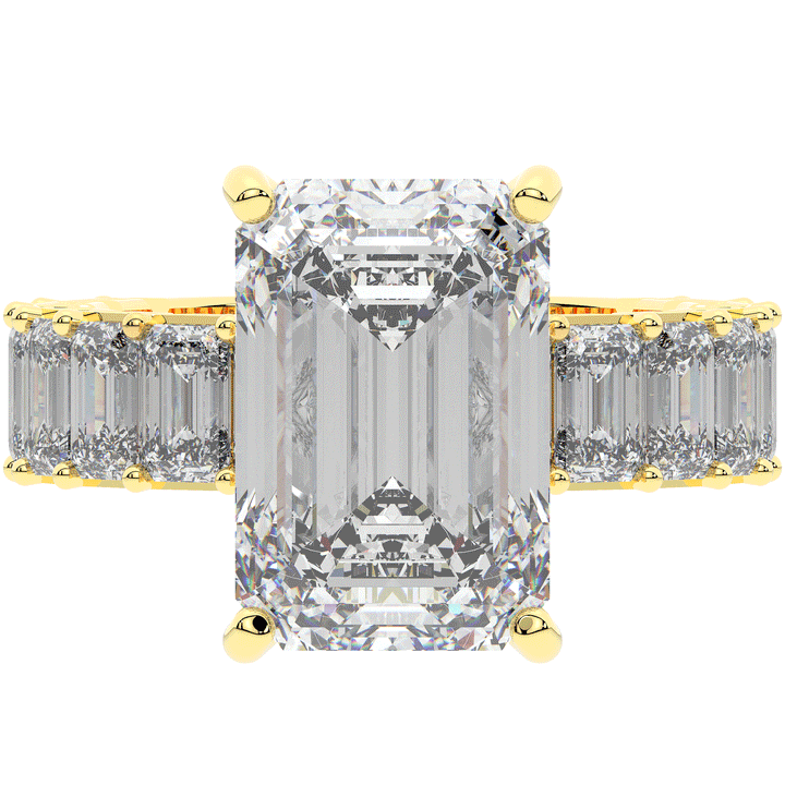 11.90CT.TW EMERALD CUT LAB DIAMOND SOLITAIRE ENGAGEMENT RING - Nazarelle