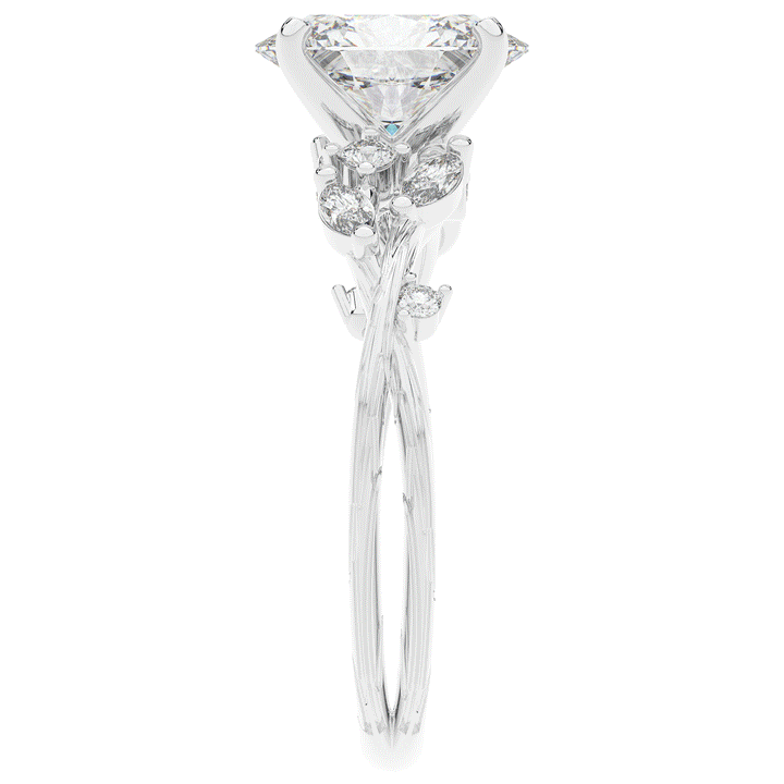 2.25CT.TW OVAL LAB DIAMOND STYLIZED VINE AND TREE BARK FINISH ENGAGEMENT RING - Nazarelle