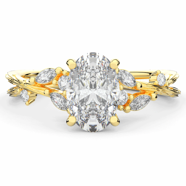 2.25CT.TW OVAL LAB DIAMOND STYLIZED VINE AND TREE BARK FINISH ENGAGEMENT RING - Nazarelle
