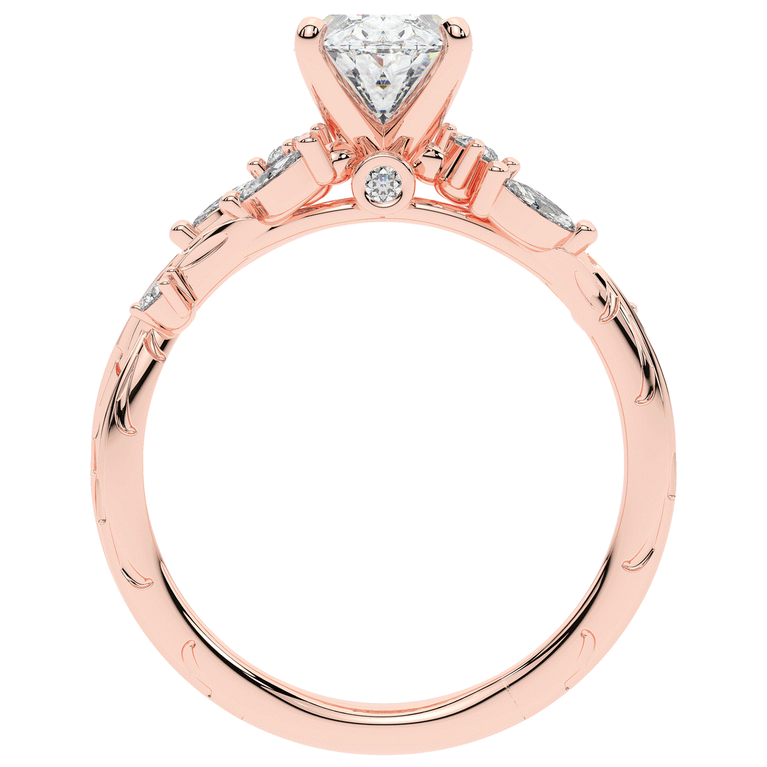 2.25CT.TW OVAL LAB DIAMOND STYLIZED VINE AND TREE BARK FINISH ENGAGEMENT RING - Nazarelle