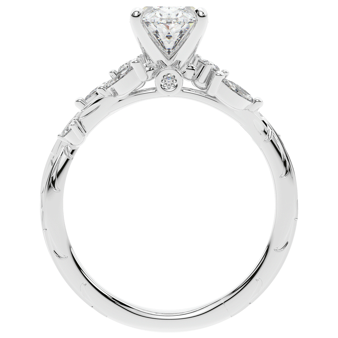2.25CT.TW OVAL LAB DIAMOND STYLIZED VINE AND TREE BARK FINISH ENGAGEMENT RING - Nazarelle