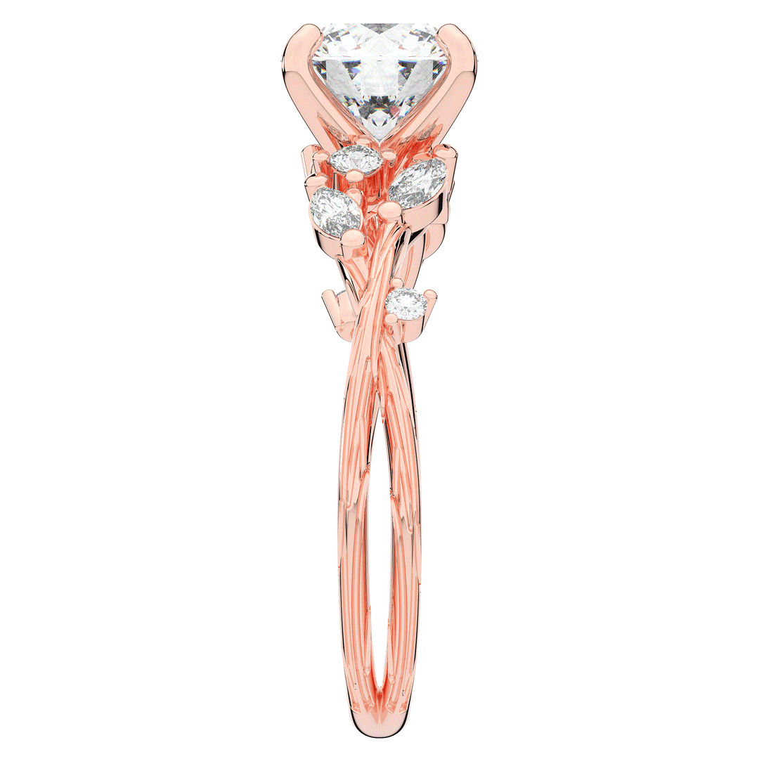 1.75CT.TW ROUND LAB DIAMOND STYLIZED VINE AND TREE BARK FINISH ENGAGEMENT RING - Nazarelle