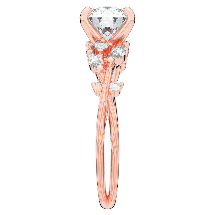 1.75CT.TW ROUND LAB DIAMOND STYLIZED VINE AND TREE BARK FINISH ENGAGEMENT RING - Nazarelle