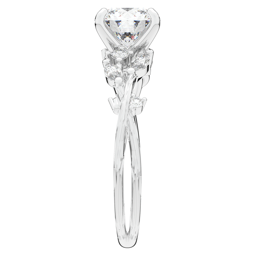 1.75CT.TW ROUND LAB DIAMOND STYLIZED VINE AND TREE BARK FINISH ENGAGEMENT RING - Nazarelle