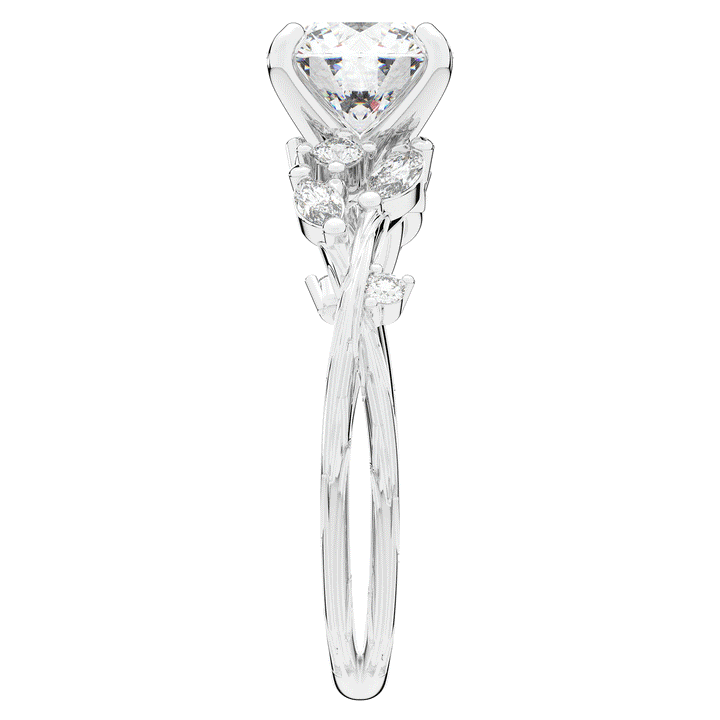 1.75CT.TW ROUND LAB DIAMOND STYLIZED VINE AND TREE BARK FINISH ENGAGEMENT RING - Nazarelle