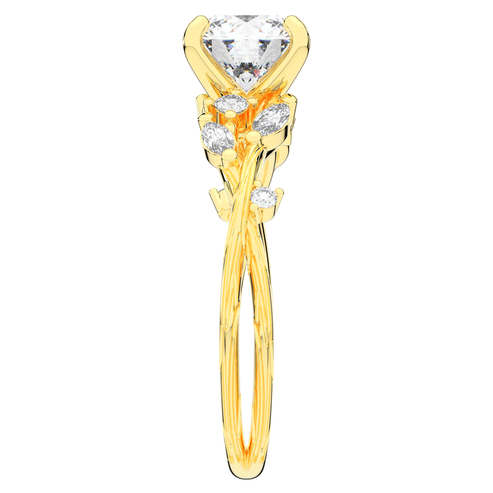 1.75CT.TW ROUND LAB DIAMOND STYLIZED VINE AND TREE BARK FINISH ENGAGEMENT RING - Nazarelle