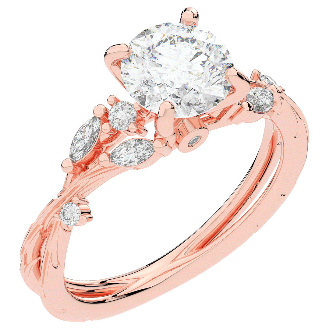 1.75CT.TW ROUND LAB DIAMOND STYLIZED VINE AND TREE BARK FINISH ENGAGEMENT RING - Nazarelle