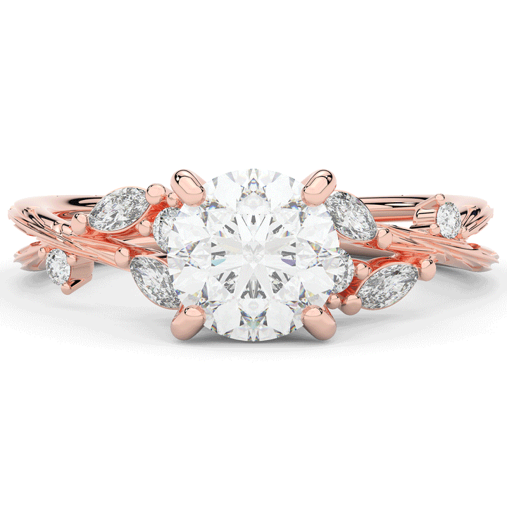 1.75CT.TW ROUND LAB DIAMOND STYLIZED VINE AND TREE BARK FINISH ENGAGEMENT RING - Nazarelle
