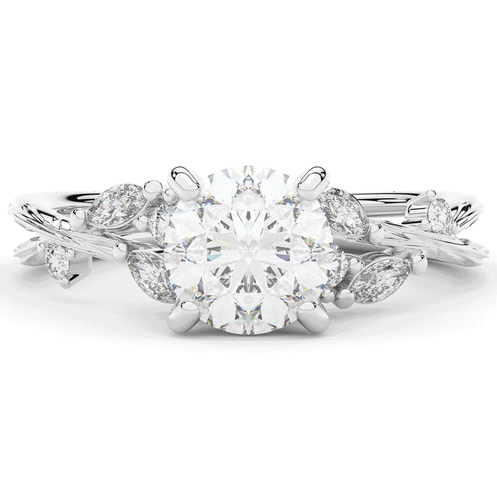1.75CT.TW ROUND LAB DIAMOND STYLIZED VINE AND TREE BARK FINISH ENGAGEMENT RING - Nazarelle
