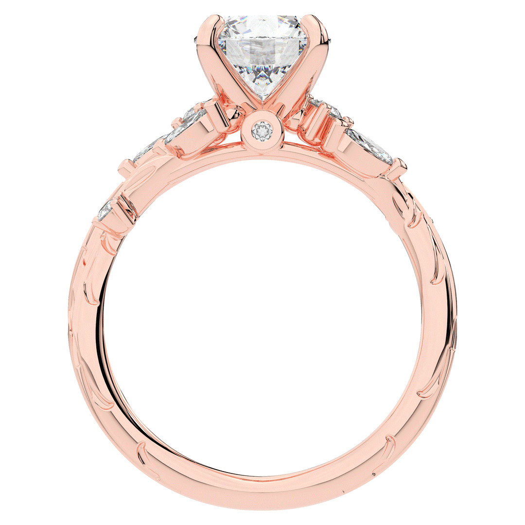 1.75CT.TW ROUND LAB DIAMOND STYLIZED VINE AND TREE BARK FINISH ENGAGEMENT RING - Nazarelle