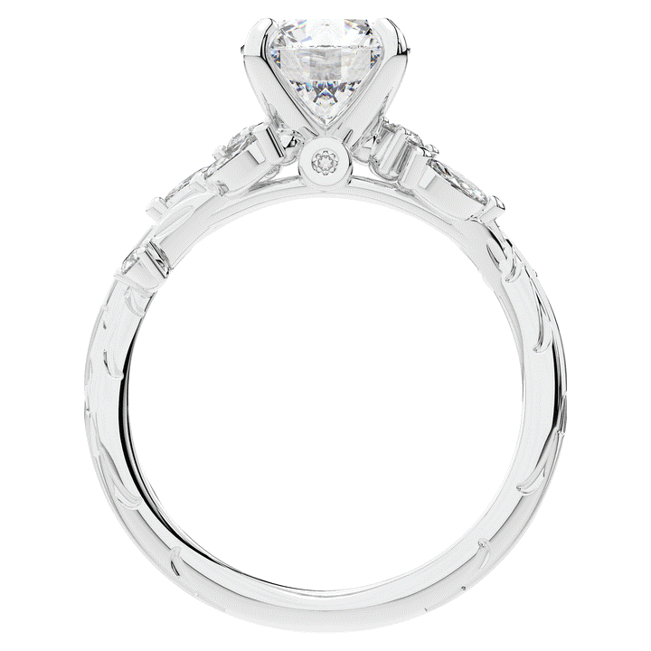 1.75CT.TW ROUND LAB DIAMOND STYLIZED VINE AND TREE BARK FINISH ENGAGEMENT RING - Nazarelle