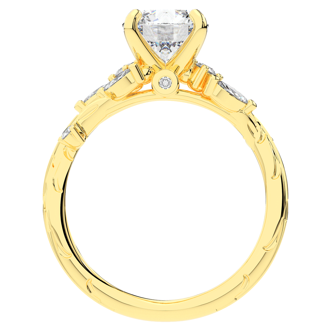 1.75CT.TW ROUND LAB DIAMOND STYLIZED VINE AND TREE BARK FINISH ENGAGEMENT RING - Nazarelle