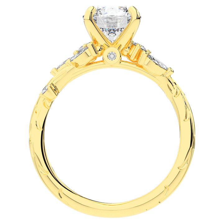 1.75CT.TW ROUND LAB DIAMOND STYLIZED VINE AND TREE BARK FINISH ENGAGEMENT RING - Nazarelle