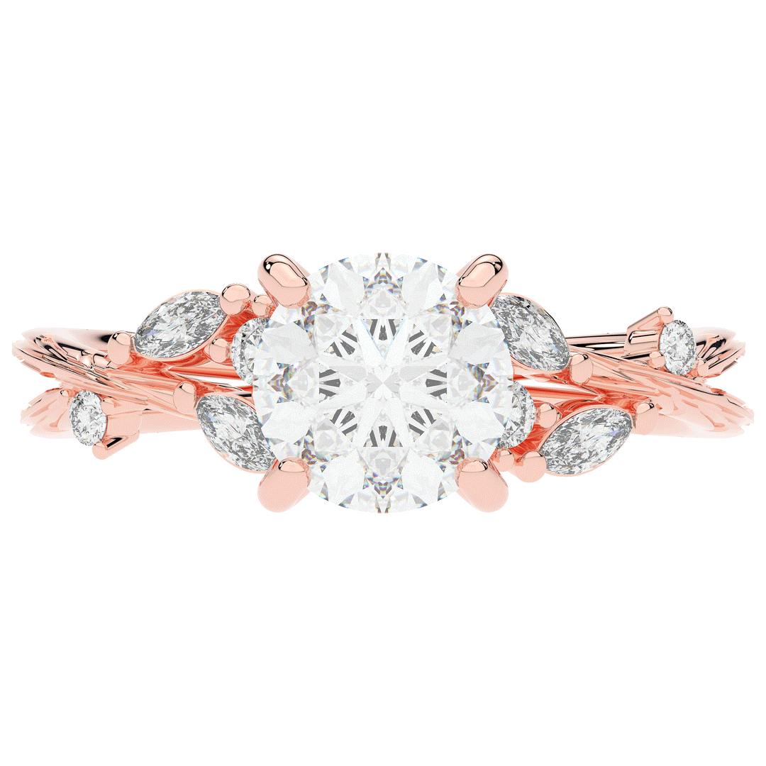 1.75CT.TW ROUND LAB DIAMOND STYLIZED VINE AND TREE BARK FINISH ENGAGEMENT RING - Nazarelle
