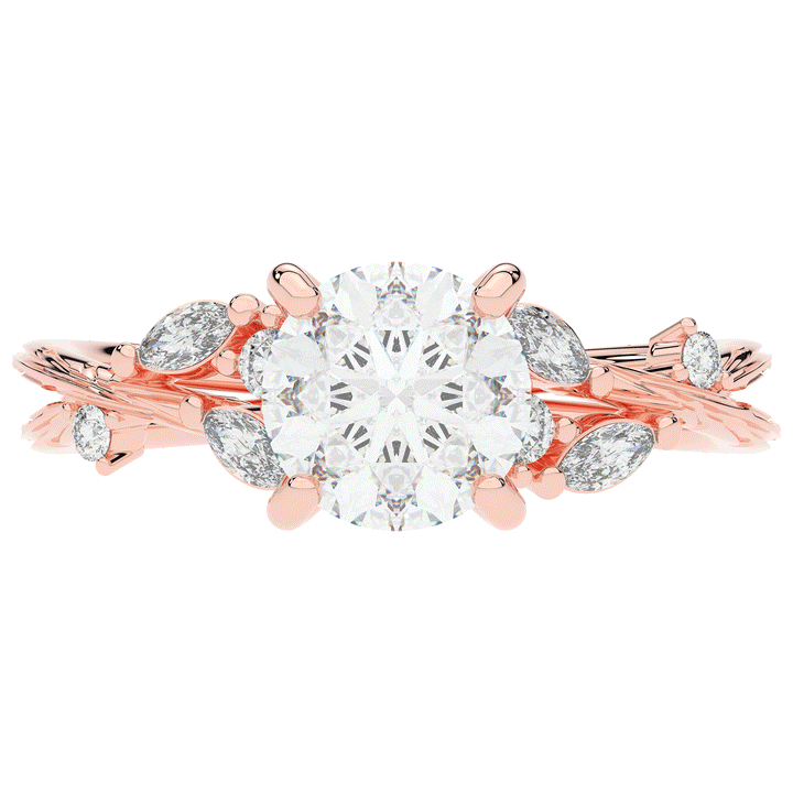1.75CT.TW ROUND LAB DIAMOND STYLIZED VINE AND TREE BARK FINISH ENGAGEMENT RING - Nazarelle