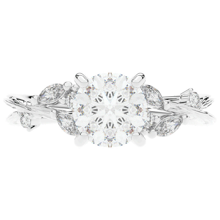 1.75CT.TW ROUND LAB DIAMOND STYLIZED VINE AND TREE BARK FINISH ENGAGEMENT RING - Nazarelle