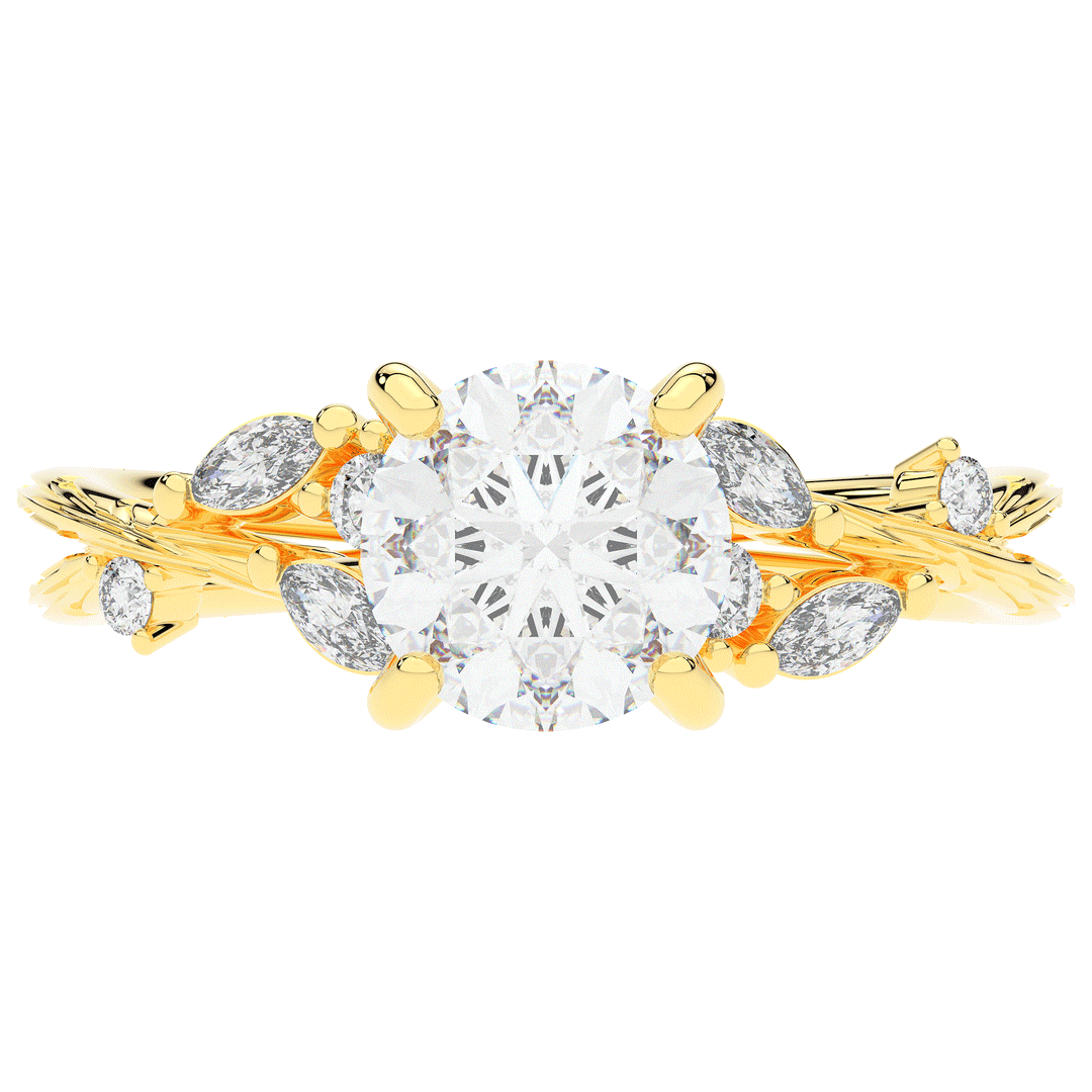 1.75CT.TW ROUND LAB DIAMOND STYLIZED VINE AND TREE BARK FINISH ENGAGEMENT RING - Nazarelle