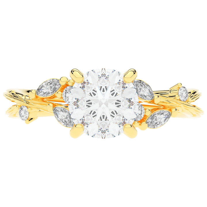 1.75CT.TW ROUND LAB DIAMOND STYLIZED VINE AND TREE BARK FINISH ENGAGEMENT RING - Nazarelle