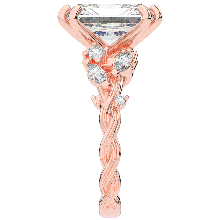 5.30CT.TW RADIANT LAB DIAMOND STYLIZED VINE AND TREE BARK FINISH ENGAGEMENT RING - Nazarelle
