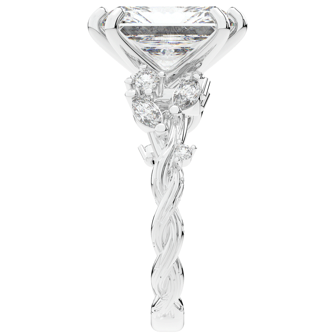 5.30CT.TW RADIANT LAB DIAMOND STYLIZED VINE AND TREE BARK FINISH ENGAGEMENT RING - Nazarelle