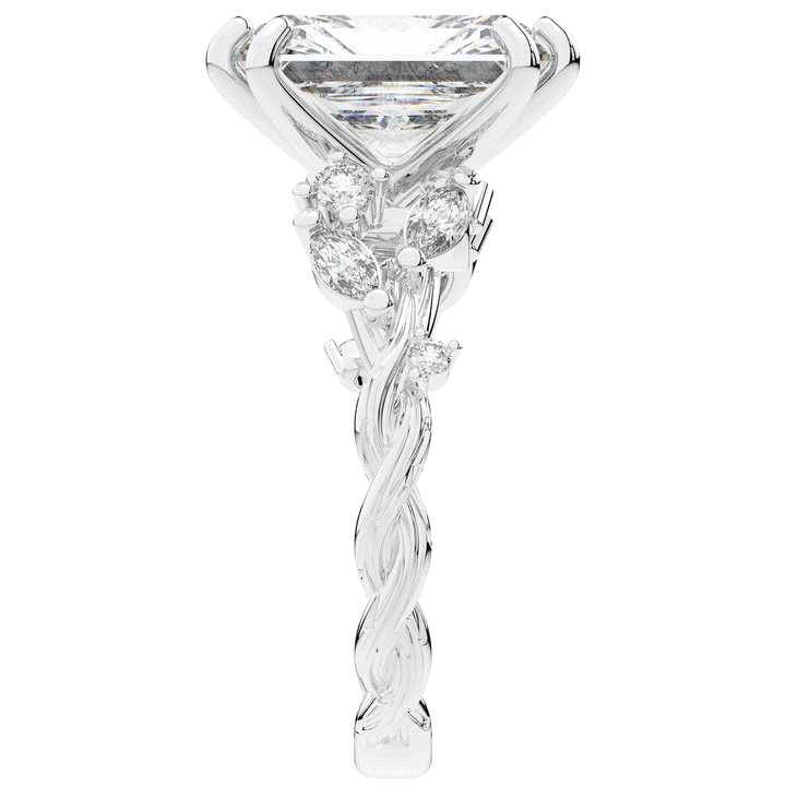 5.30CT.TW RADIANT LAB DIAMOND STYLIZED VINE AND TREE BARK FINISH ENGAGEMENT RING - Nazarelle