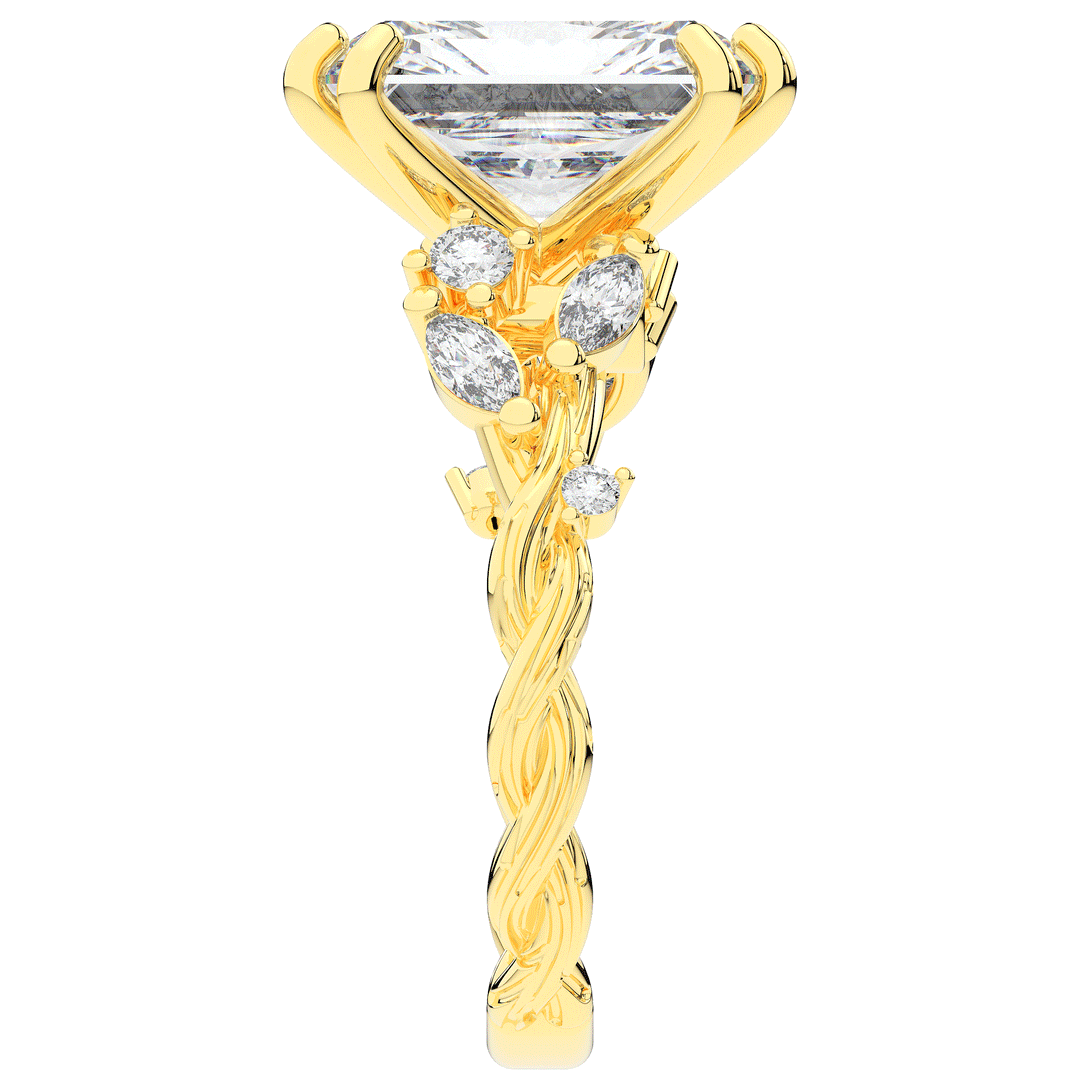 5.30CT.TW RADIANT LAB DIAMOND STYLIZED VINE AND TREE BARK FINISH ENGAGEMENT RING - Nazarelle