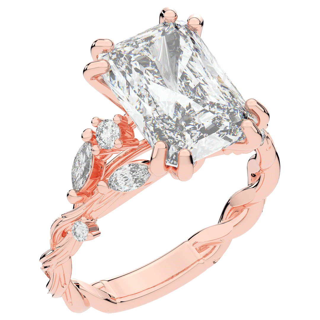 5.30CT.TW RADIANT LAB DIAMOND STYLIZED VINE AND TREE BARK FINISH ENGAGEMENT RING - Nazarelle