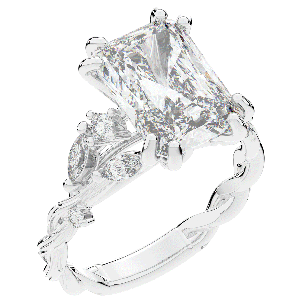 5.30CT.TW RADIANT LAB DIAMOND STYLIZED VINE AND TREE BARK FINISH ENGAGEMENT RING - Nazarelle