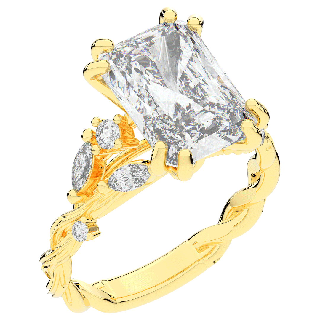 5.30CT.TW RADIANT LAB DIAMOND STYLIZED VINE AND TREE BARK FINISH ENGAGEMENT RING - Nazarelle