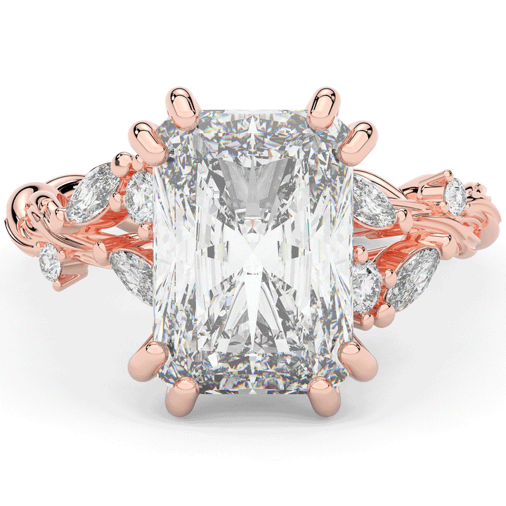 5.30CT.TW RADIANT LAB DIAMOND STYLIZED VINE AND TREE BARK FINISH ENGAGEMENT RING - Nazarelle