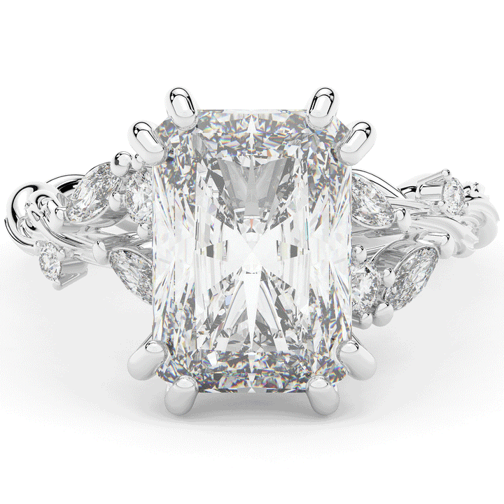 5.30CT.TW RADIANT LAB DIAMOND STYLIZED VINE AND TREE BARK FINISH ENGAGEMENT RING - Nazarelle