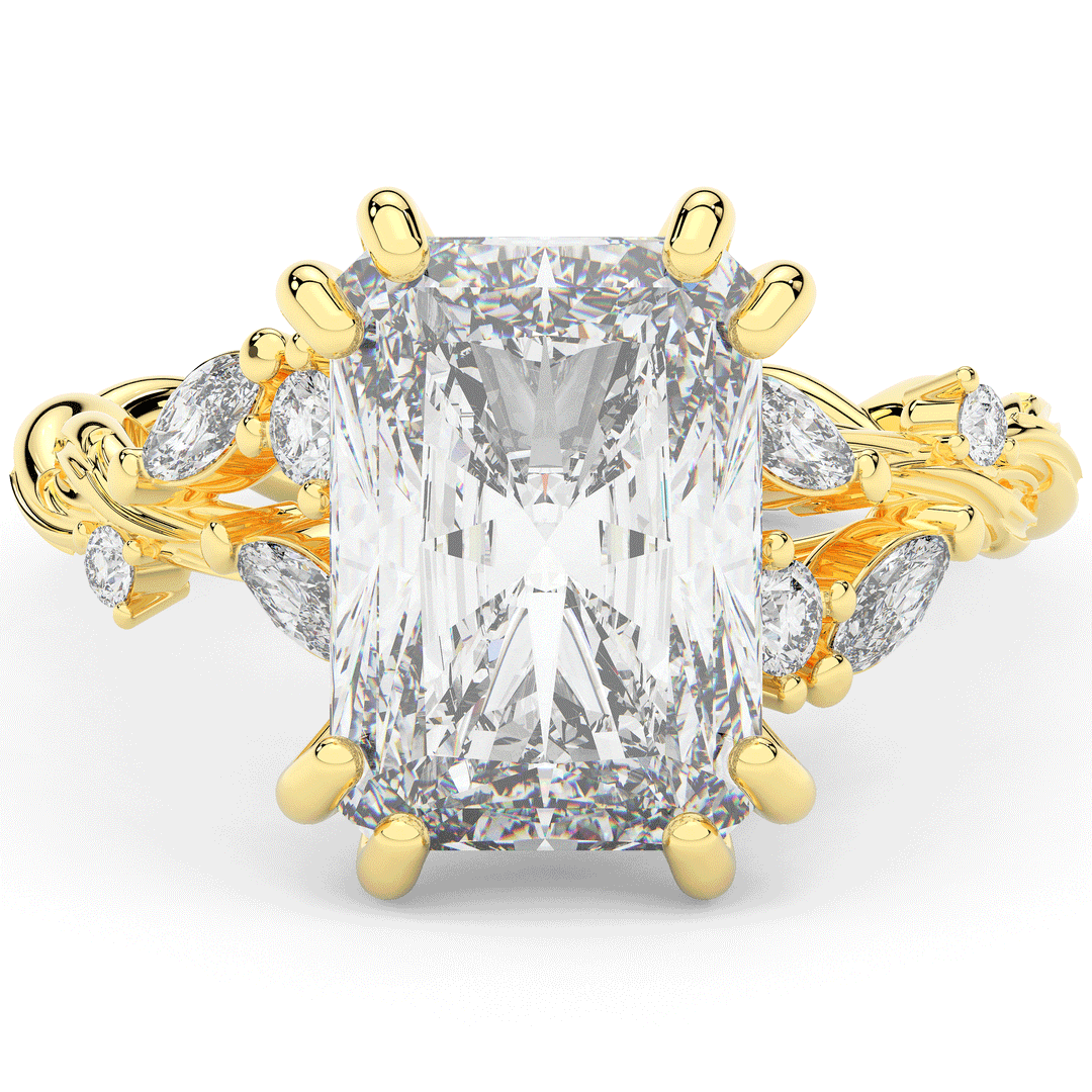 5.30CT.TW RADIANT LAB DIAMOND STYLIZED VINE AND TREE BARK FINISH ENGAGEMENT RING - Nazarelle