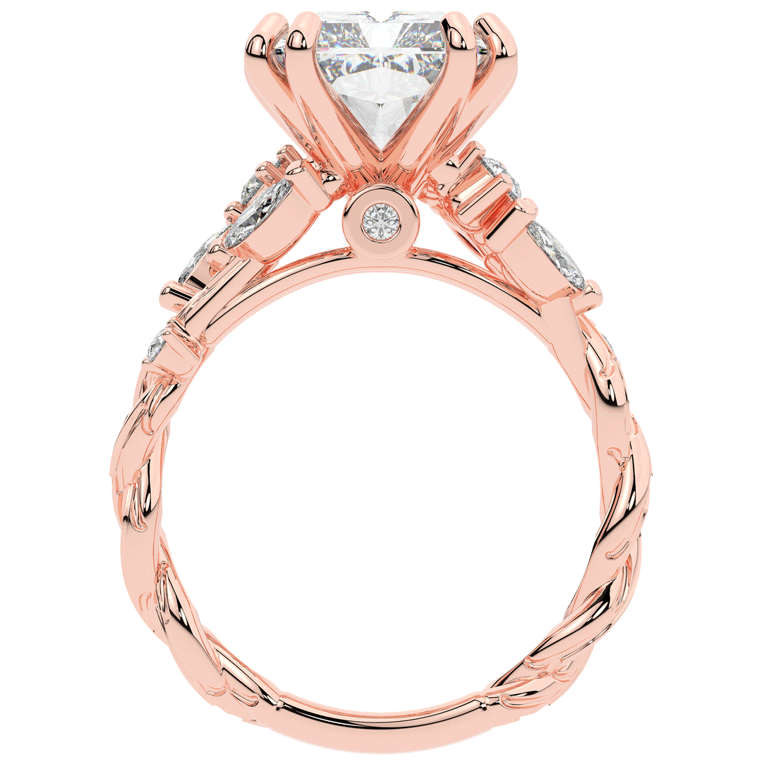 5.30CT.TW RADIANT LAB DIAMOND STYLIZED VINE AND TREE BARK FINISH ENGAGEMENT RING - Nazarelle