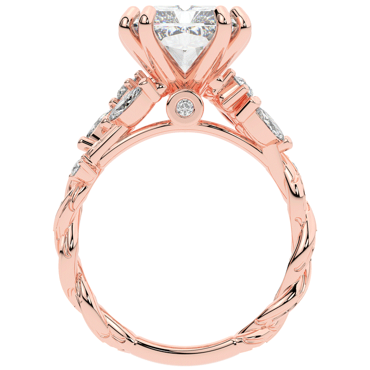 5.30CT.TW RADIANT LAB DIAMOND STYLIZED VINE AND TREE BARK FINISH ENGAGEMENT RING - Nazarelle