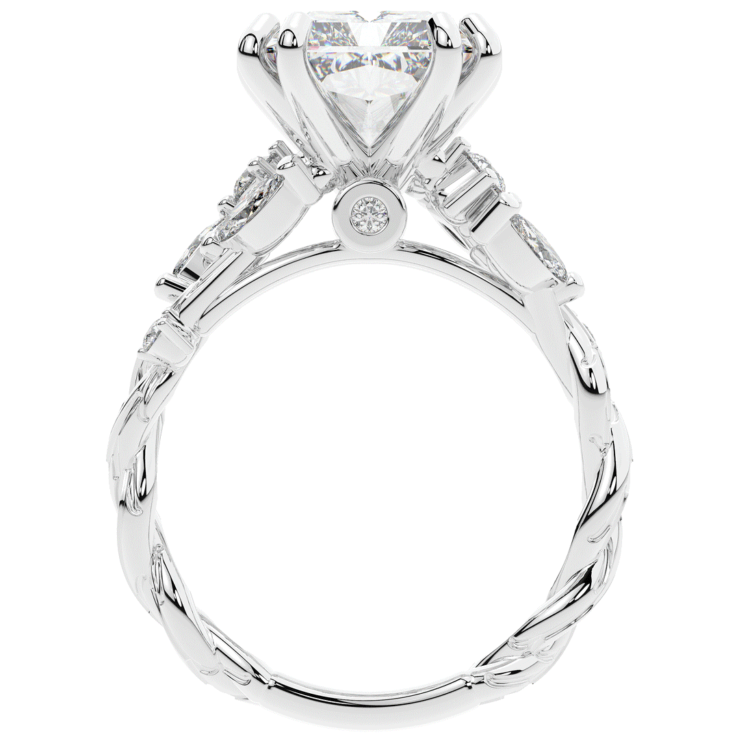 5.30CT.TW RADIANT LAB DIAMOND STYLIZED VINE AND TREE BARK FINISH ENGAGEMENT RING - Nazarelle
