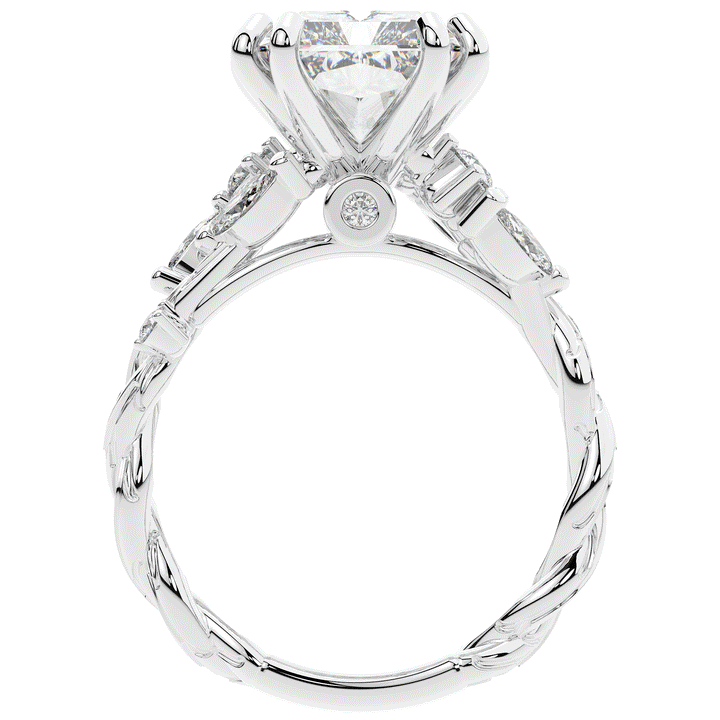 5.30CT.TW RADIANT LAB DIAMOND STYLIZED VINE AND TREE BARK FINISH ENGAGEMENT RING - Nazarelle