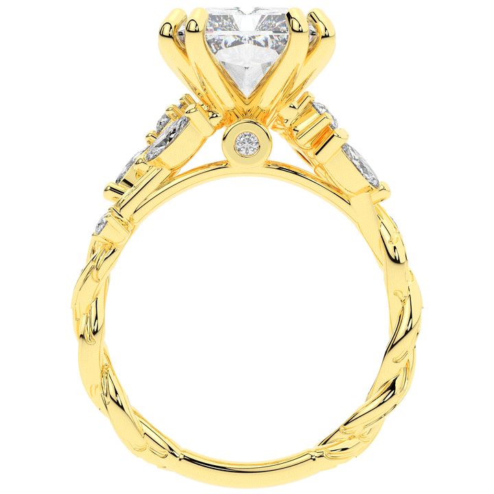 5.30CT.TW RADIANT LAB DIAMOND STYLIZED VINE AND TREE BARK FINISH ENGAGEMENT RING - Nazarelle