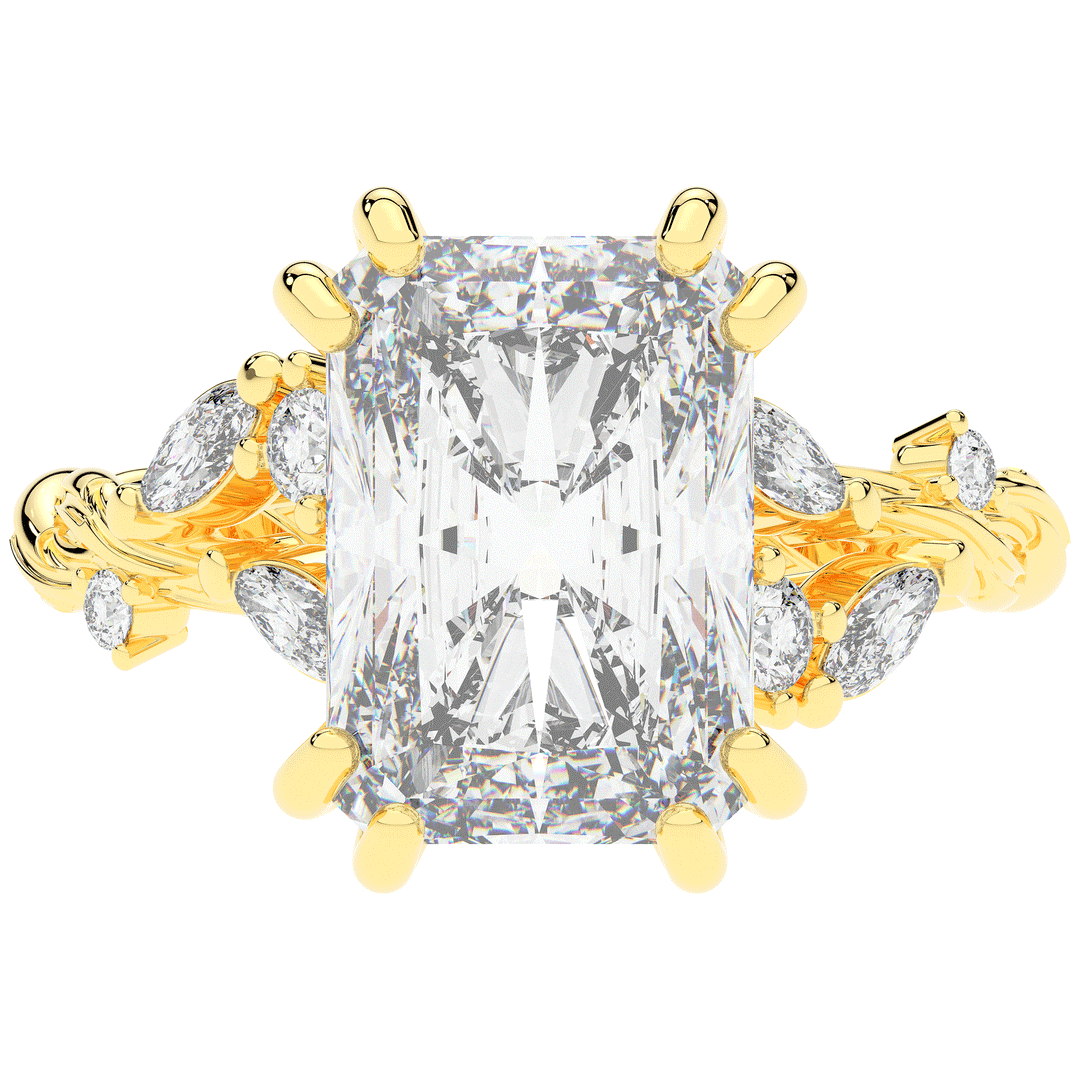 5.30CT.TW RADIANT LAB DIAMOND STYLIZED VINE AND TREE BARK FINISH ENGAGEMENT RING - Nazarelle