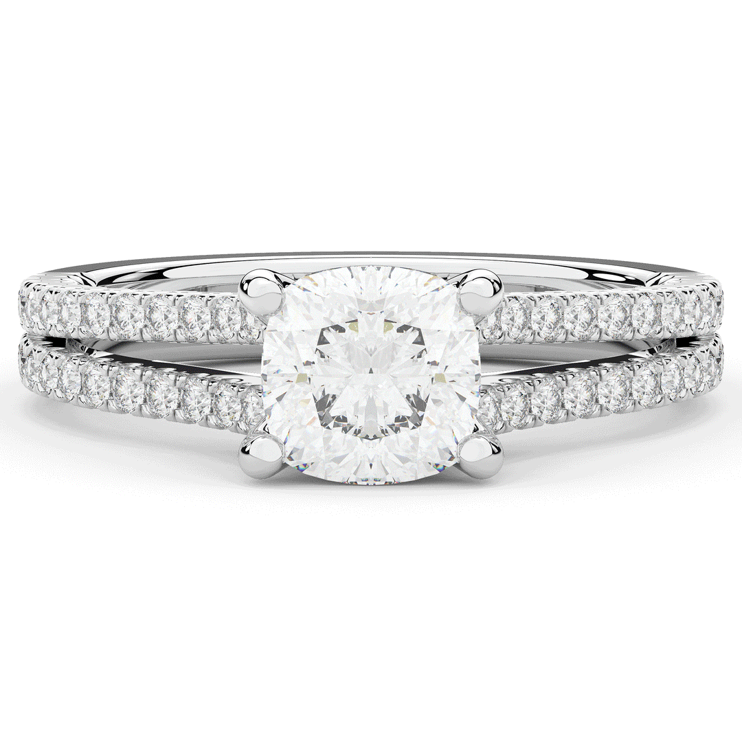 1.90CT.TW CUSHION LAB DIAMOND SOLITAIRE ENGAGEMENT RING - Nazarelle