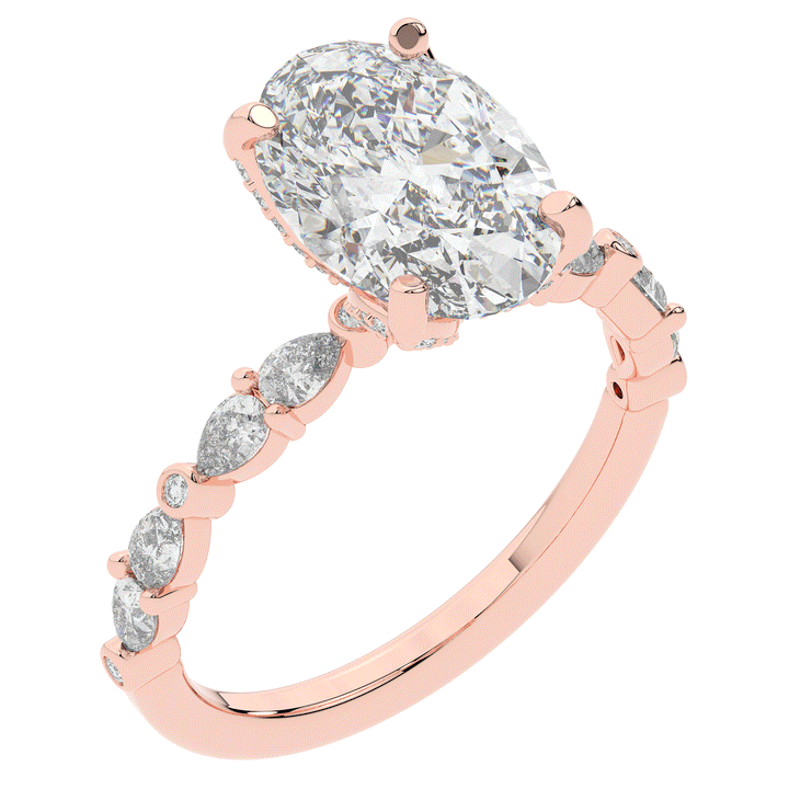 3.60CT.TW OVAL LAB DIAMOND SOLITAIRE ENGAGEMENT RING - Nazarelle