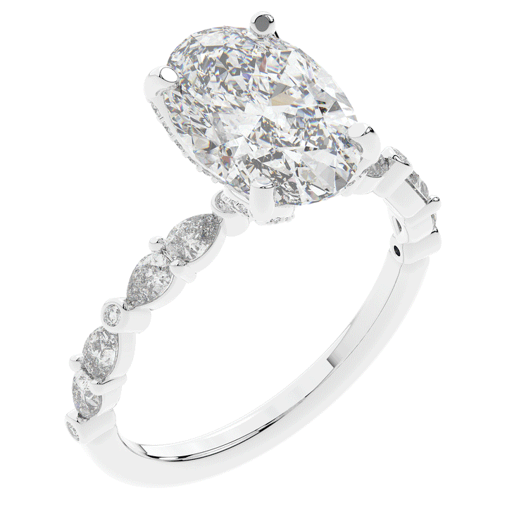 3.60CT.TW OVAL LAB DIAMOND SOLITAIRE ENGAGEMENT RING - Nazarelle