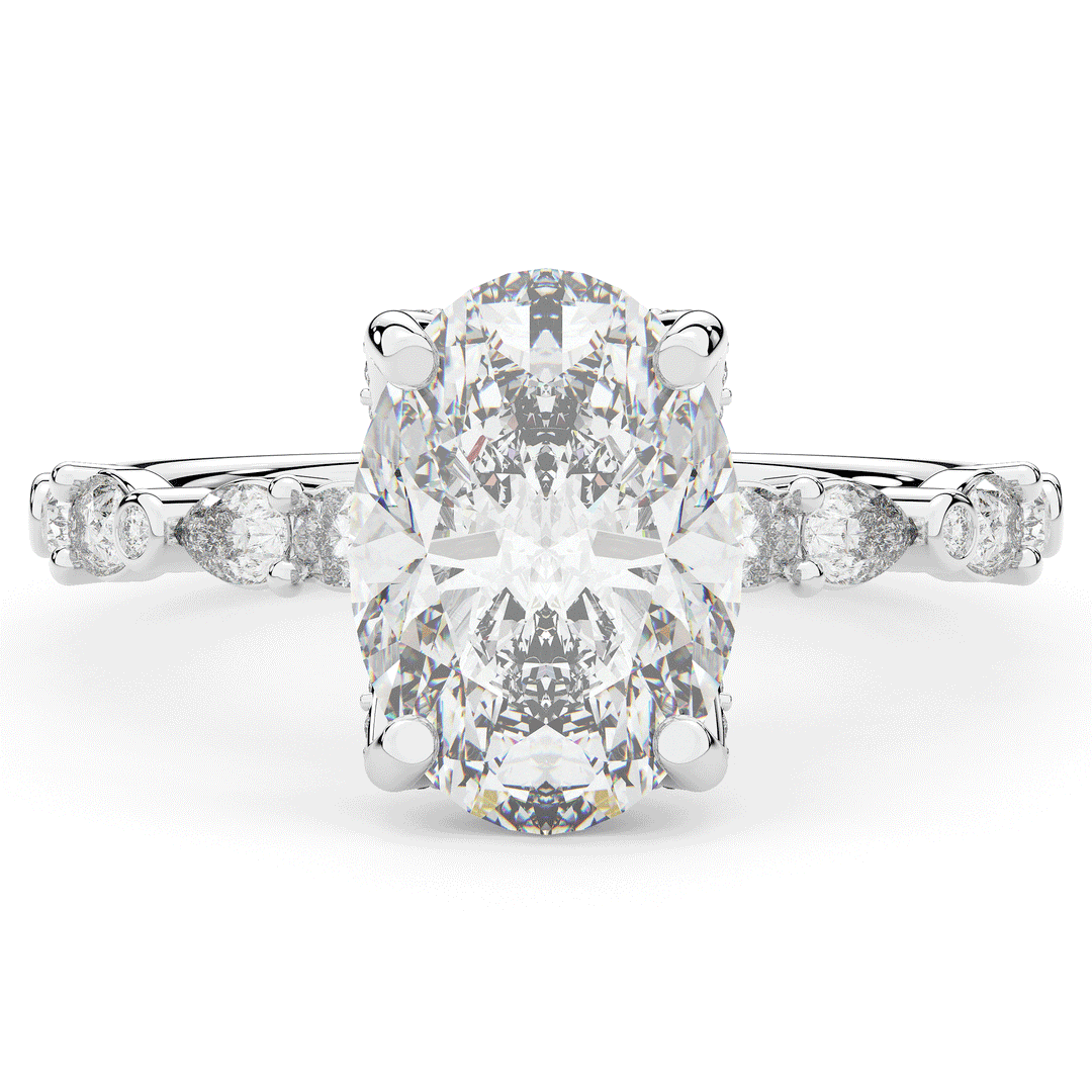 3.60CT.TW OVAL LAB DIAMOND SOLITAIRE ENGAGEMENT RING - Nazarelle