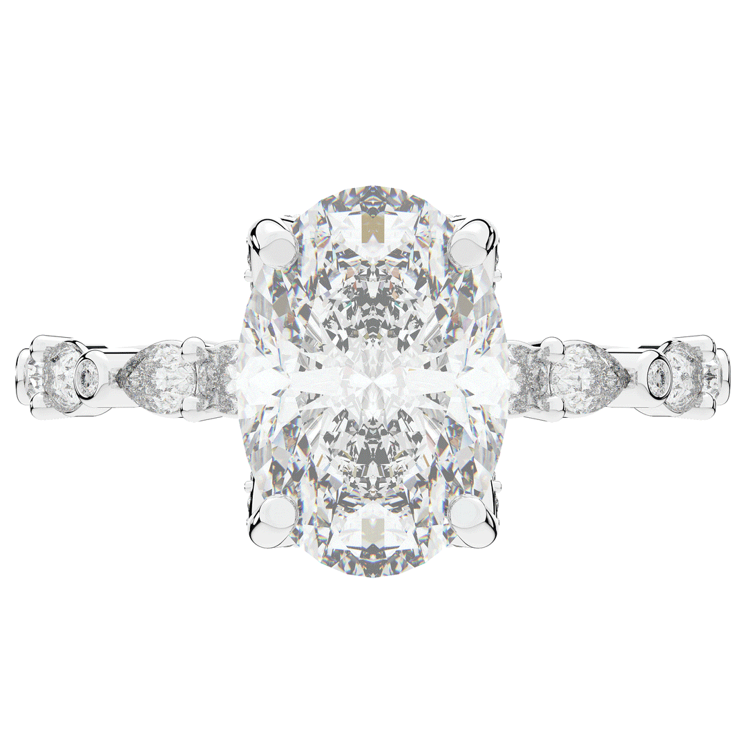 3.60CT.TW OVAL LAB DIAMOND SOLITAIRE ENGAGEMENT RING - Nazarelle