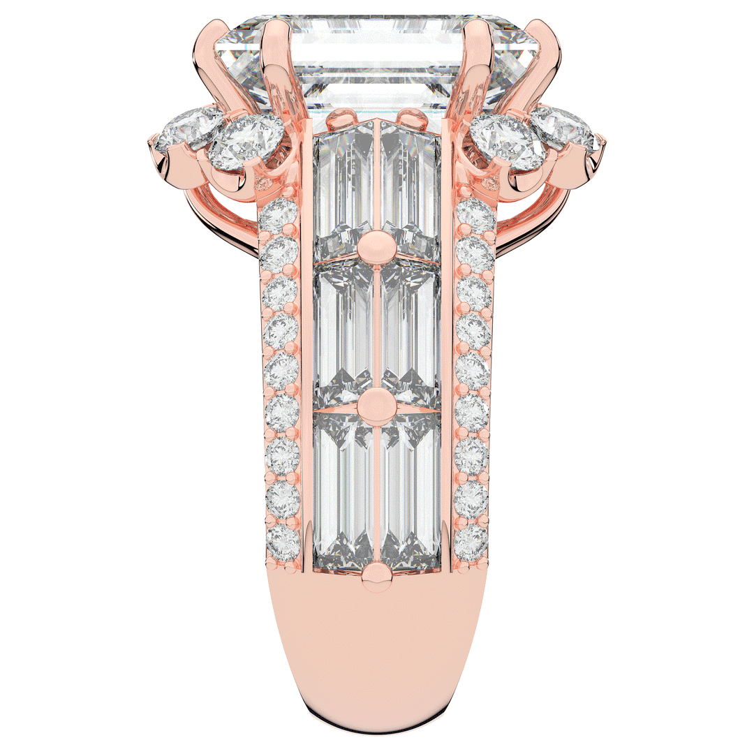 8.25CT.TW EMERALD CUT LAB DIAMOND HALO ENGAGEMENT RING - Nazarelle