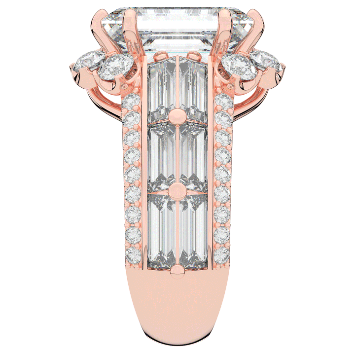 8.25CT.TW EMERALD CUT LAB DIAMOND HALO ENGAGEMENT RING - Nazarelle