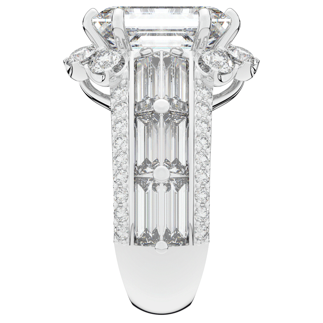 8.25CT.TW EMERALD CUT LAB DIAMOND HALO ENGAGEMENT RING - Nazarelle